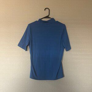 Turtle neck blue short sleeve shirt- Large
